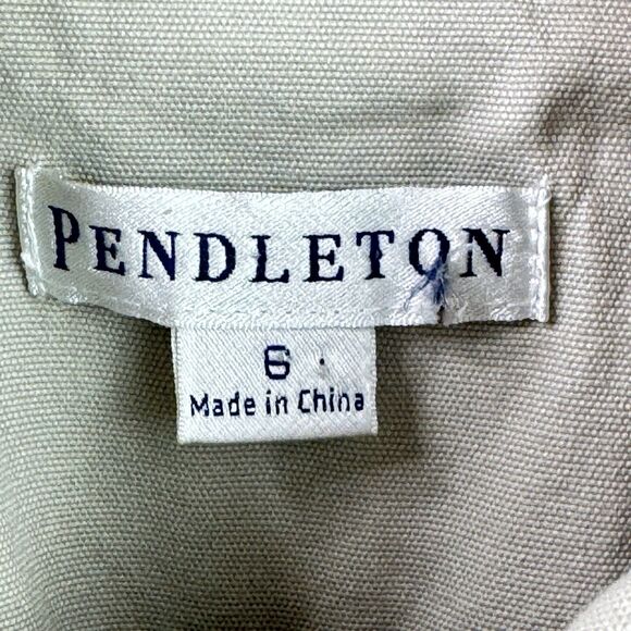 Pendleton Utility Jacket Beige Womens Sz 6 Cotton Blend Military Epaulettes Zip - Picture 13 of 13